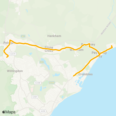 Stagecoach South East Asda - Willingdon Community School map