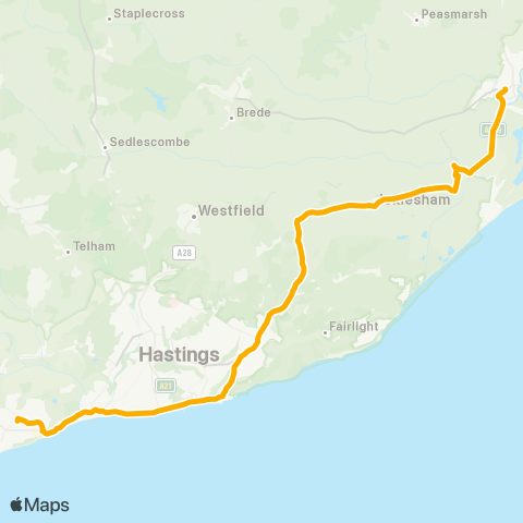Stagecoach South East Bexhill College - Railway Station map