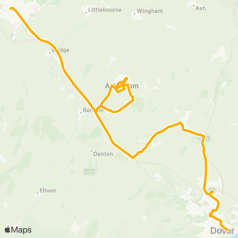 Stagecoach South East Dover Girls' Grammar Sch - Baptist Church map