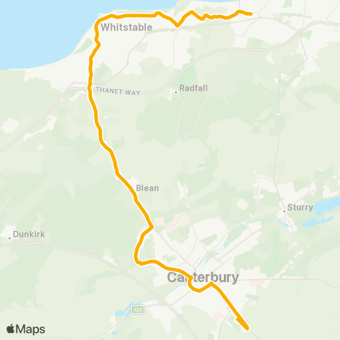 Stagecoach South East Simon Langton Girls' Sch - Sea St Gas Works map