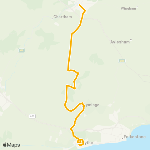Stagecoach South East Bus Sta - Hythe Light Railway Sta map