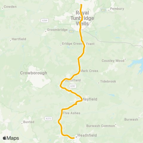 Stagecoach South East Fire Sta - Tunbridge Wells Boys' Grammar Sch map
