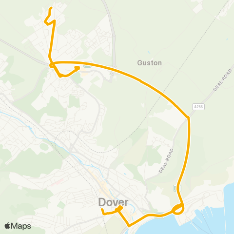 Stagecoach South East Forge Lane - Dover Priory Railway Sta map