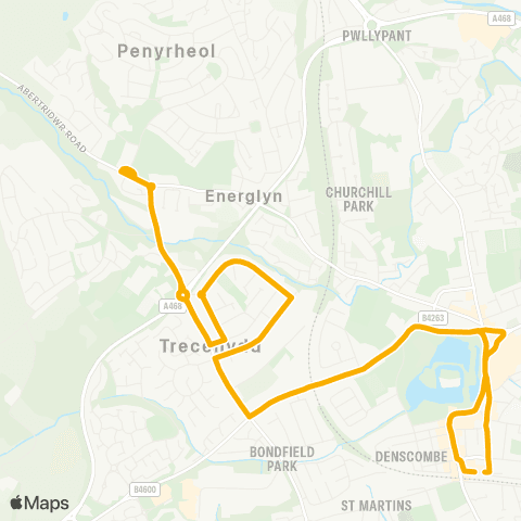 Stagecoach South Wales Caerphilly Interchange Stand 2 - Caerphilly Interchange Stand 11 map