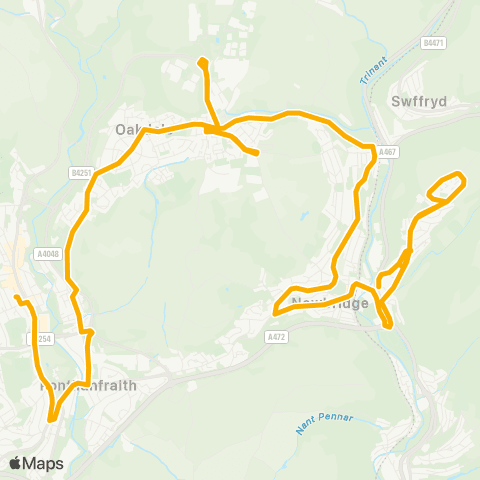 Stagecoach South Wales Blackwood Bus Sta Stand 8 - Pant Farm Close map