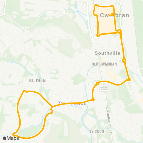 Stagecoach South Wales Cwmbran Bus Sta Stand B - Cwmbran Bus Sta Stand D1 map