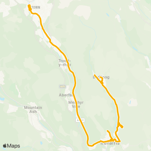 Stagecoach South Wales Maes-Y-Bedw - Merthyr Bus Sta Stand 1 map