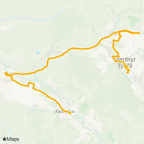 Stagecoach South Wales Aberdare Bus Sta Stand 10 - Merthyr Bus Sta Stand 13 map