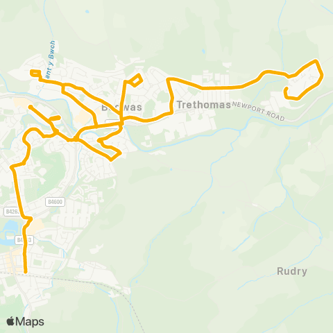 Stagecoach South Wales Brynteg - Caerphilly Interchange Stand 11 map