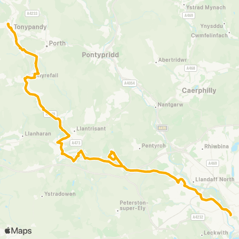 Stagecoach South Wales Tonypandy Bus Sta Stand A6 - Cardiff Bus Interchange Bay 2 map