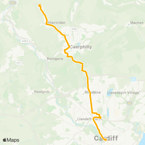 Stagecoach South Wales Cenydd Terrace - Greyfriars Road Gf map