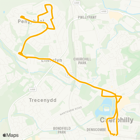 Stagecoach South Wales Caerphilly Interchange Stand 3 - Caerphilly Interchange Stand 11 map