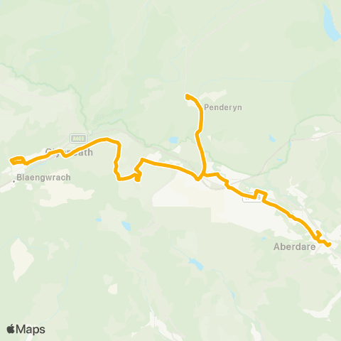 Stagecoach South Wales Glynneath Fire Sta - Aberdare Bus Sta map