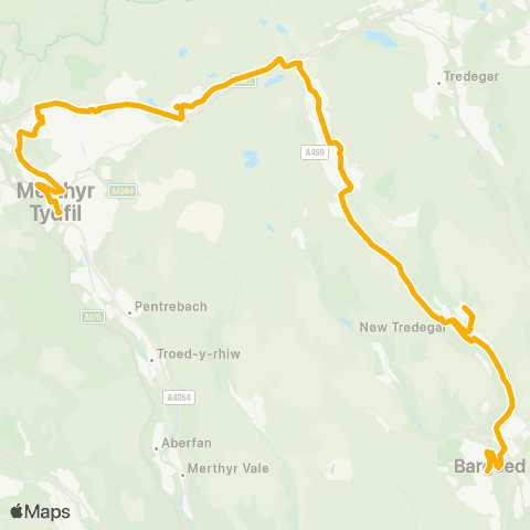 Stagecoach South Wales Merthyr Bus Sta Stand 11 - Hanbury Square map