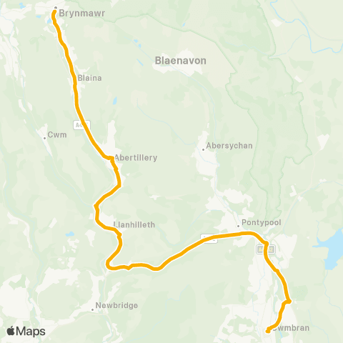 Stagecoach South Wales Cwmbran Bus Sta Stand F - Brynmawr Bus Sta Stand1 map