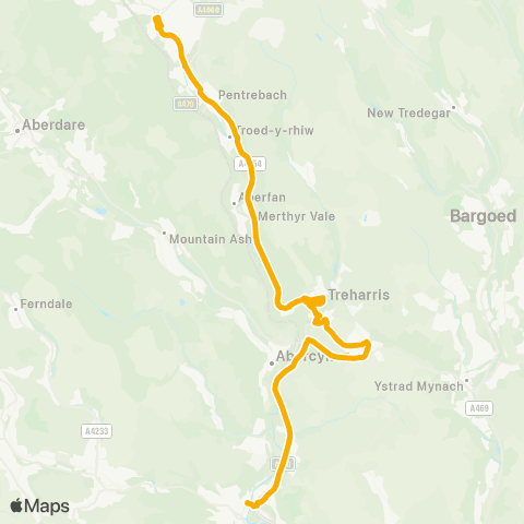 Stagecoach South Wales Merthyr Bus Sta Stand 9 - Pontypridd Bus Sta Stand 4 map