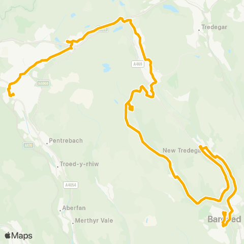 Stagecoach South Wales Hanbury Square - Merthyr Bus Sta Stand 1 map