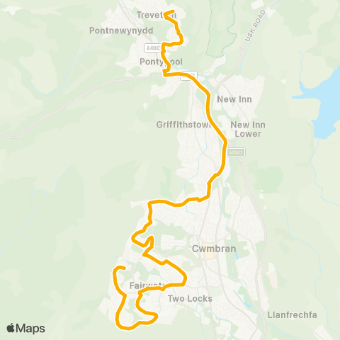 Stagecoach South Wales Ysgol Gyfun Gwynllyw - Penmaes Road map