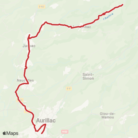 Stabus Teissières-Jussac-Reilhac-Naucelles map