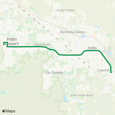 SunLine Route 1 East Valley map