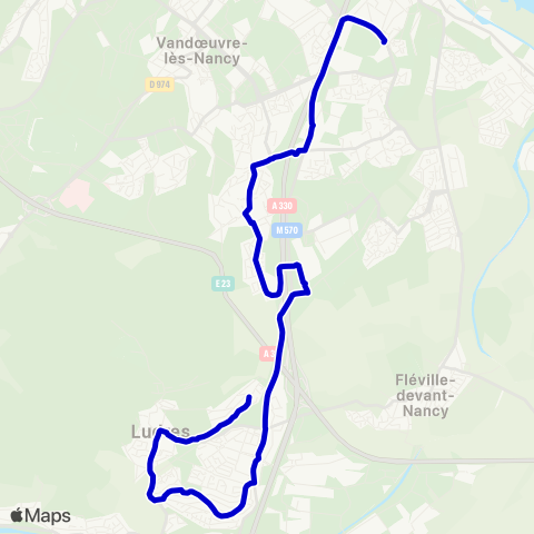 Stan Scolaires Jarville Sion ↔︎ Ludres map