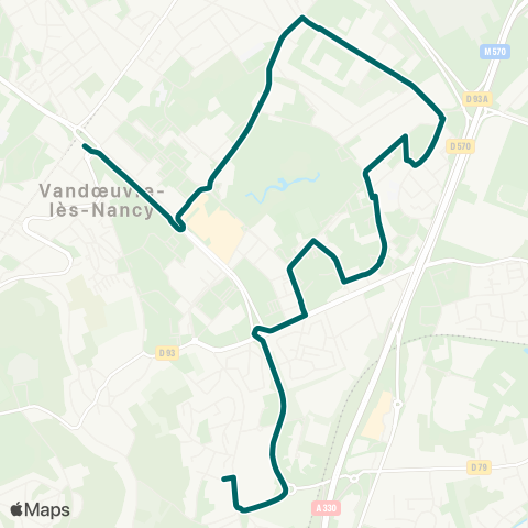 Stan Scolaires Vandoeuvre Simone de Beauvoir ↔︎ Vélodrome map
