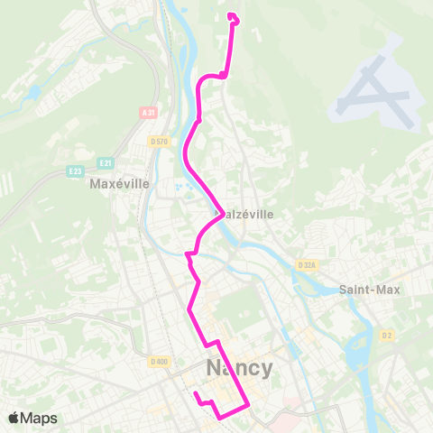 Stan Scolaires Nancy Gare ↔︎ Malzéville Pixerécourt map