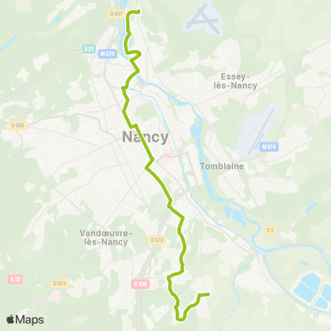 STAN Heillecourt ↔︎ Malzéville Savlons map