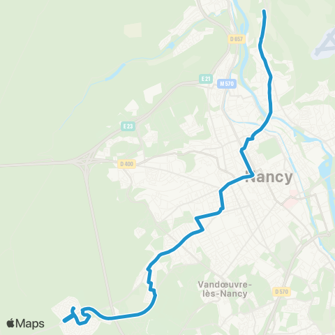 STAN Villers Clairlieu ↔︎ Malzéville map