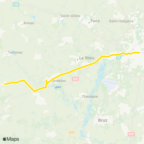 STAR Rennes (Rép.) - Mordelles - Le Verger (Le Verger Eglise) map