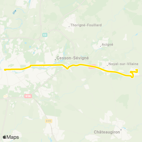 STAR Brécé (Anjou) - Cesson-Sévigné - Rennes (Rép.) map