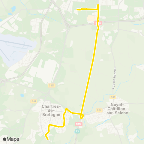 STAR Rennes (Henri Fréville) - Chartres-de-Bretagne (Ferme des Peupliers) map