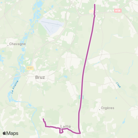 STAR Rennes (Henri Fréville) - Laillé (Gingouillère) map