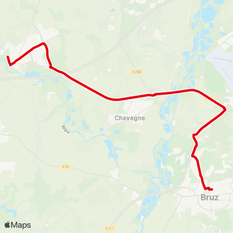 STAR - Lignes scolaires Bruz (Brossolette) - Mordelles (Mordelles Pâtis) map