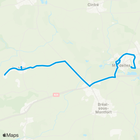 STAR - Lignes scolaires Mordelles (Morvan Lebesque) - Le Verger (Breil) map