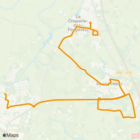 STAR - Lignes scolaires La Chapelle-des-Fougeretz (Bersandières) - Montgermont - Pacé (Ctre scolaire Pacé) map