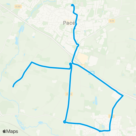 STAR - Lignes scolaires Pacé (Bas Sommier) - Vezin-le-Coquet - Pacé (Ctre scolaire Pacé) map