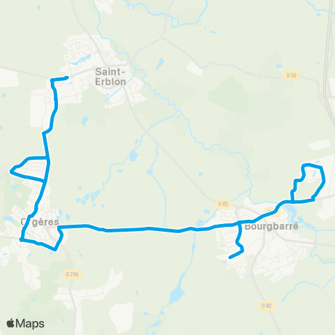 STAR - Lignes scolaires Bourgbarré (Les Cruaux) - St-Erblon - Orgères (Collège Récipon) map