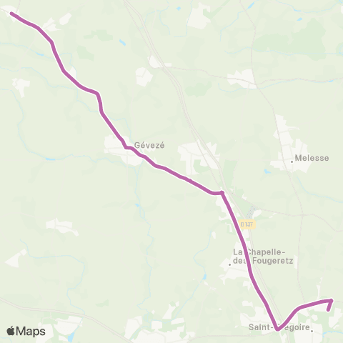 STAR - Lignes scolaires La Chapelle-Chaussée (Chapelle-Chaussée) - Gevezé - St-Grégoire (Jean-Paul II) map