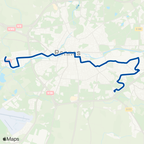 STAR Rennes (La Poterie) - Vezin-le-Coquet (ZI O.) map