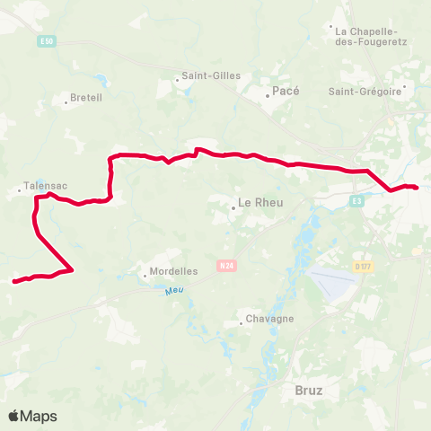 STAR Rennes (Rép.) - Vezin-le-Coquet - L'Hermitage - La Chapelle-Thouarault (Ville aux Archers) map