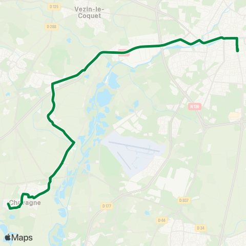 STAR Rennes (CDG) - Chavagne (Croix Blanche) map