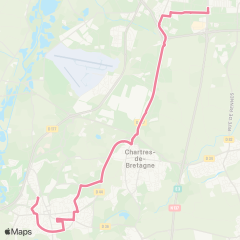 STAR Rennes (Henri Fréville) - Bruz (Bruz Gare) map