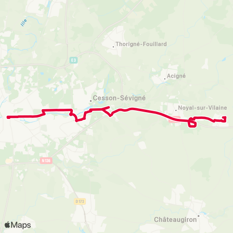 STAR Brécé (Anjou) - Cesson-Sévigné - Rennes (Rép.) map