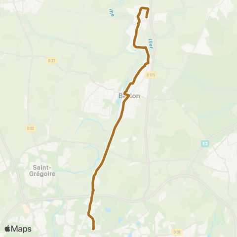 STAR Chevaigné (Pommiers) - Betton - Rennes (Les Gayeulles) map