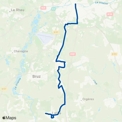 STAR Rennes (Henri Fréville) - Chartres-de-Bretagne - Pont-Péan (Bois Esnault) map