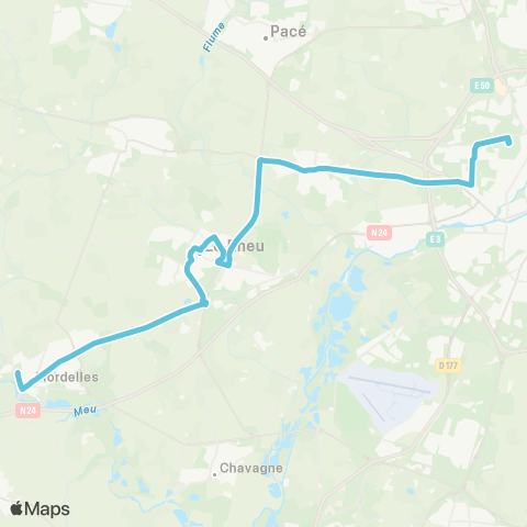 STAR Rennes (Lycée Basch) - Vezin-le-Coquet - Le Rheu - Mordelles (Mordelles Pâtis) map