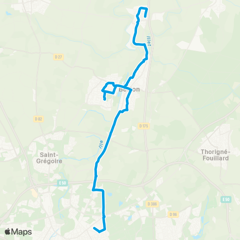 STAR Chevaigné (Pommiers) - Betton - St-Grégoire - Rennes (Assomption) map