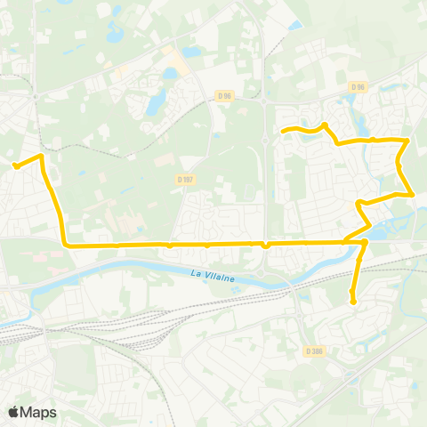 STAR Cesson-Sévigné (Métairies Chalotais) - Rennes (Assomption) map