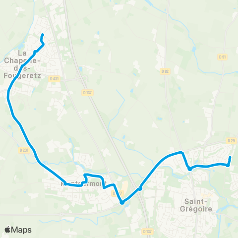 STAR St-Grégoire (Jean-Paul II) - Montgermont - La Chapelle-des-Fougeretz - Gévezé (Cheval Blanc) map